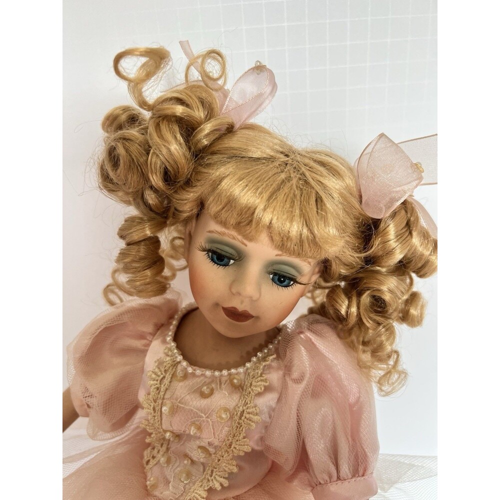 The Collector's Choice Porcelain Doll Dan Dee 16.5" Blonde Ballerina Pink #6491